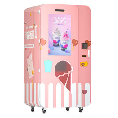 Máquina automática de helados blandos para exteriores con pantalla táctil de 32 pulgadas y función de limpieza automática