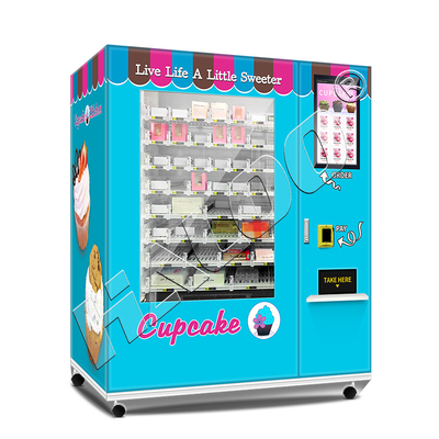 Máquina expendedora automática de la comida fresca de la ensalada de la máquina expendedora de la magdalena del refrigerador del sistema de la elevación con la pantalla táctil 21.5inch