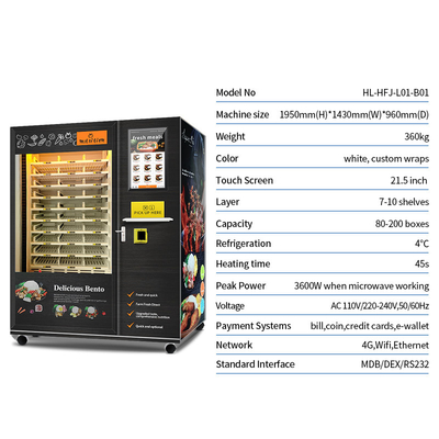 Máquina expendedora caliente de la comida de la comida de la máquina expendedora preparada de las comidas para las comidas listas con la función de calefacción
