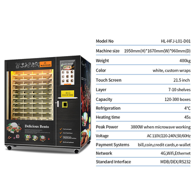 Máquina expendedora automática de la comida de la capacidad grande de 120 cajas con la función del enfriamiento y de calefacción