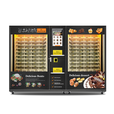 La máquina expendedora de los gabinetes de la capacidad grande 2 para las comidas listas con el calentamiento por microondas y las bebidas conserva los postres de las tortas
