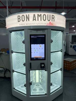 Haloo máquina expendedora de flores frescas blanco 13 casillero gran ramo de flores de venta caliente para el centro comercial sistema de pago con tarjeta de crédito