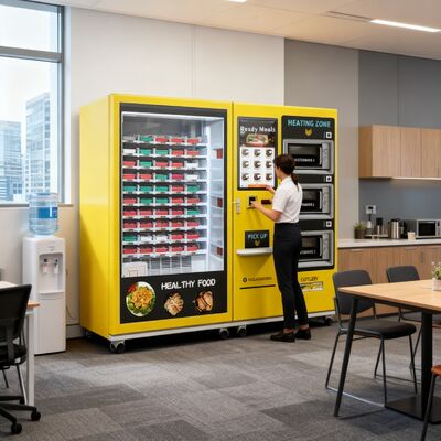 32 inch touch screen large capacity semi-automatic lunch box machine with 3 microwave ovens, customizable stickers for the entire machine