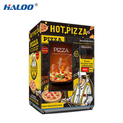 Máquina expendedora de pizza de pantalla táctil de 55 pulgadas con sistema de calefacción y horneado, con una caja de luz LED en la parte superior de la máquina de pizza