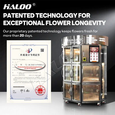 Máquina expendedora de flores Haloo con función SDK, cuerpo de acero inoxidable con sistema de refrigeración y humidificación