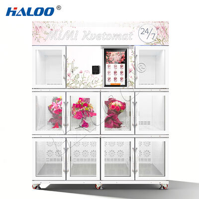 Máquina expendedora de flores de pantalla táctil Halo de 21,5 pulgadas con sistema de refrigeración y conservación, hecha de hoja galvanizada