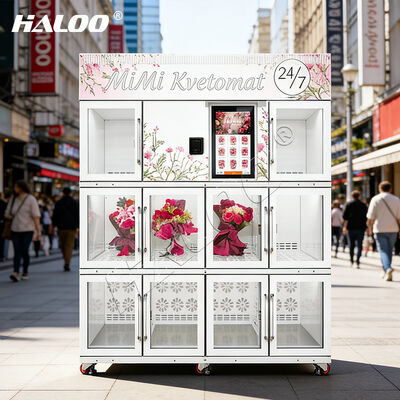 Máquina expendedora de flores de pantalla táctil Halo de 21,5 pulgadas con sistema de refrigeración y conservación, hecha de hoja galvanizada