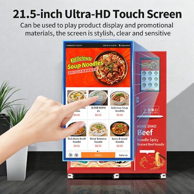 Máquina expendedora de fideos congelados Haloo -18 °C con material de placa de acero de color, horno de microondas, calefacción al vapor durante 35 segundos, servir