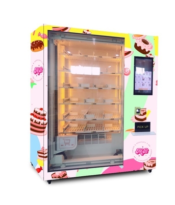 Máquina expendedora elegante de la magdalena del refrigerador de la máquina expendedora de la torta de la taza de Digitaces con la elevación